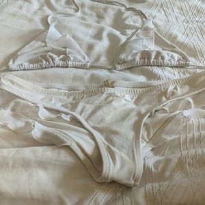 Off White Ruffle Bathing Suit